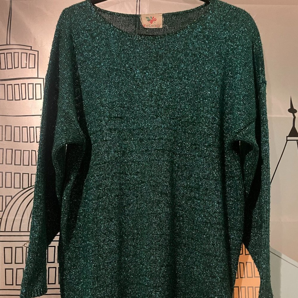 Vintage Shimmer Green 80s Volup Sweater